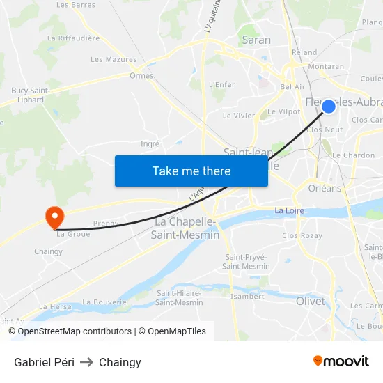 Gabriel Péri to Chaingy map