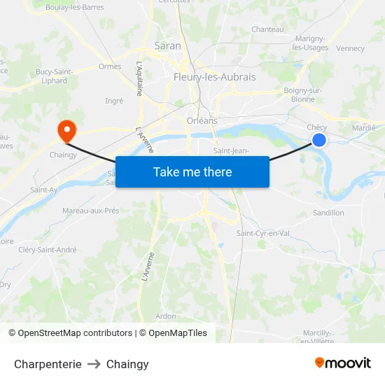 Charpenterie to Chaingy map