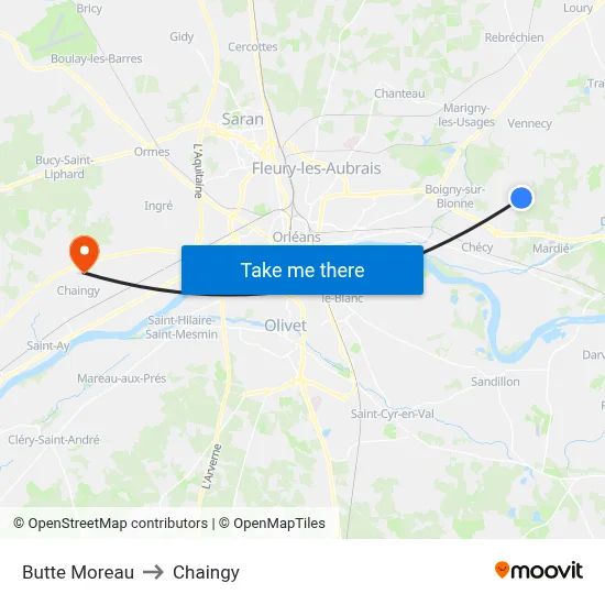 Butte Moreau to Chaingy map