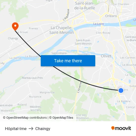 Hôpital-Ime to Chaingy map