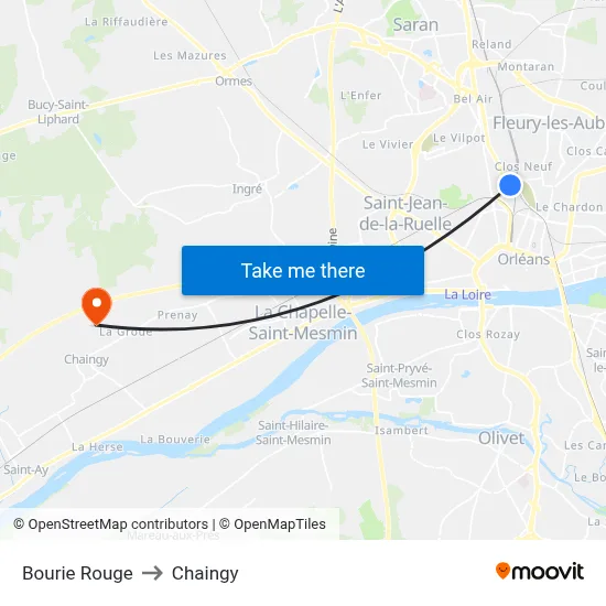 Bourie Rouge to Chaingy map