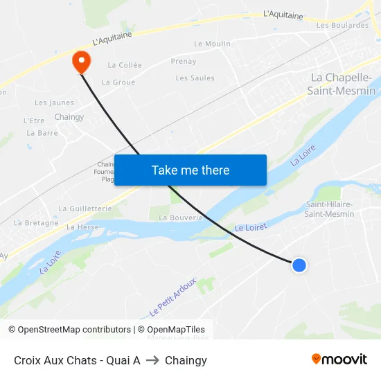 Croix Aux Chats - Quai A to Chaingy map