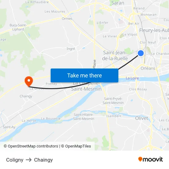 Coligny to Chaingy map
