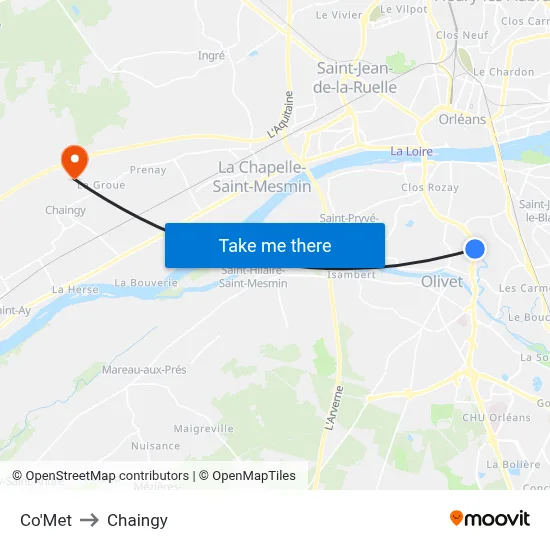 Co'Met to Chaingy map