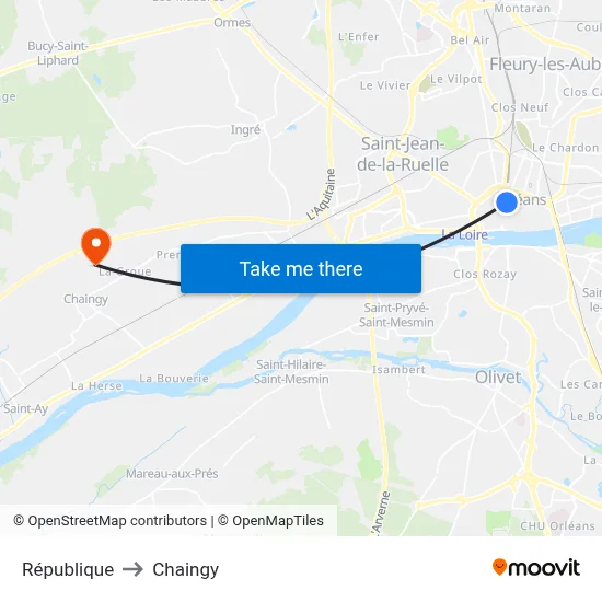 République to Chaingy map
