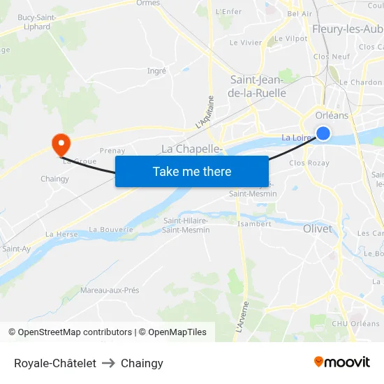 Royale-Châtelet to Chaingy map