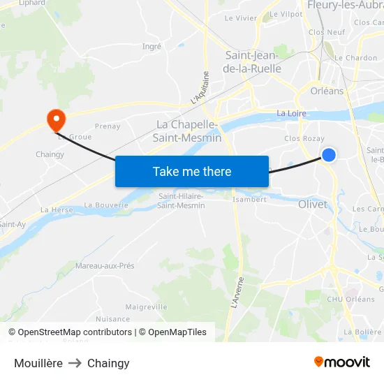 Mouillère to Chaingy map