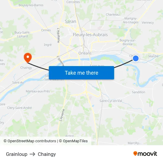 Grainloup to Chaingy map