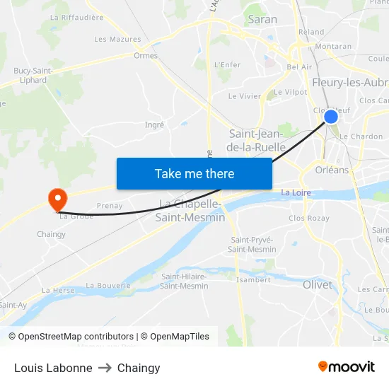 Louis Labonne to Chaingy map