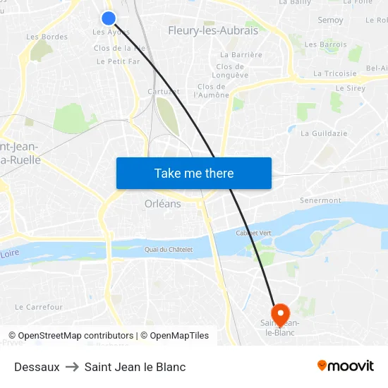 Dessaux to Saint Jean le Blanc map