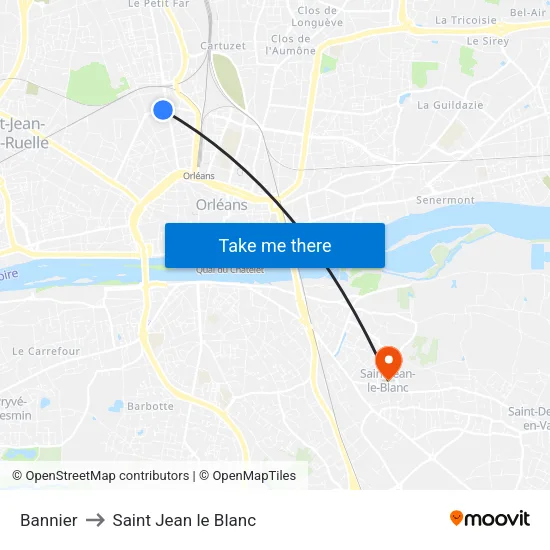 Bannier to Saint Jean le Blanc map