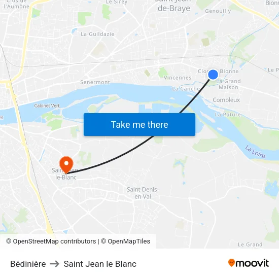 Bédinière to Saint Jean le Blanc map