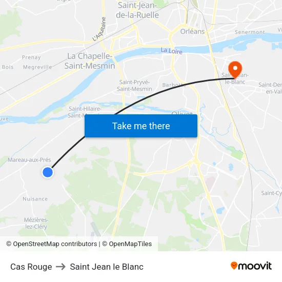 Cas Rouge to Saint Jean le Blanc map