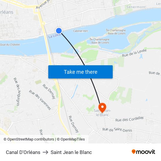 Canal D'Orléans to Saint Jean le Blanc map