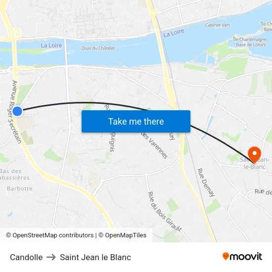 Candolle to Saint Jean le Blanc map