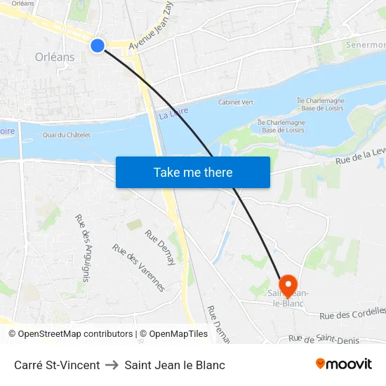 Carré St-Vincent to Saint Jean le Blanc map