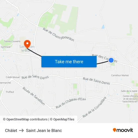 Châlet to Saint Jean le Blanc map