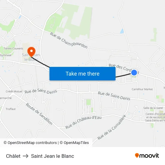 Châlet to Saint Jean le Blanc map
