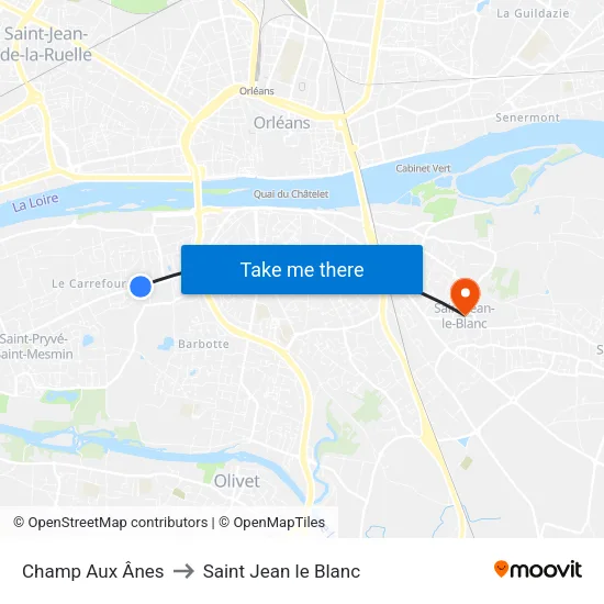 Champ Aux Ânes to Saint Jean le Blanc map