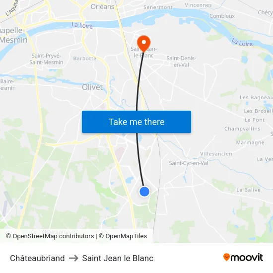 Châteaubriand to Saint Jean le Blanc map