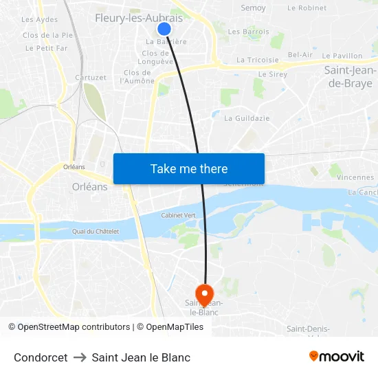 Condorcet to Saint Jean le Blanc map