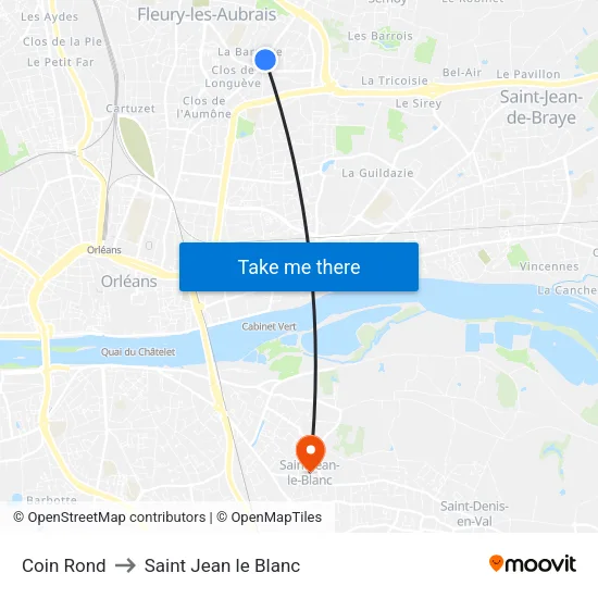 Coin Rond to Saint Jean le Blanc map