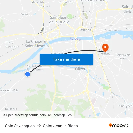 Coin St-Jacques to Saint Jean le Blanc map