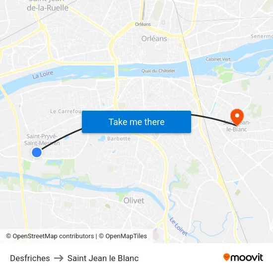 Desfriches to Saint Jean le Blanc map