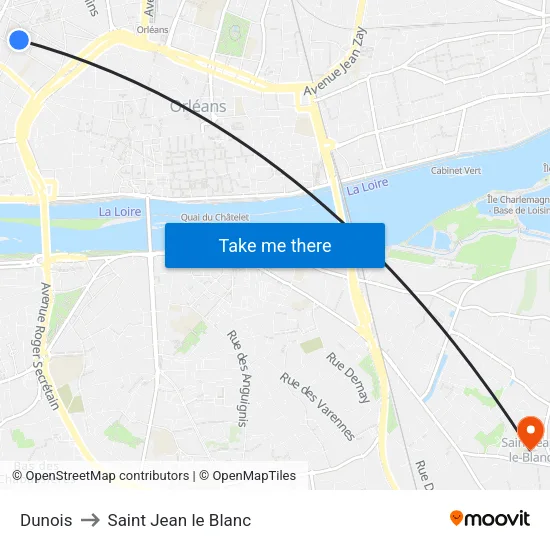 Dunois to Saint Jean le Blanc map