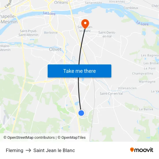 Fleming to Saint Jean le Blanc map