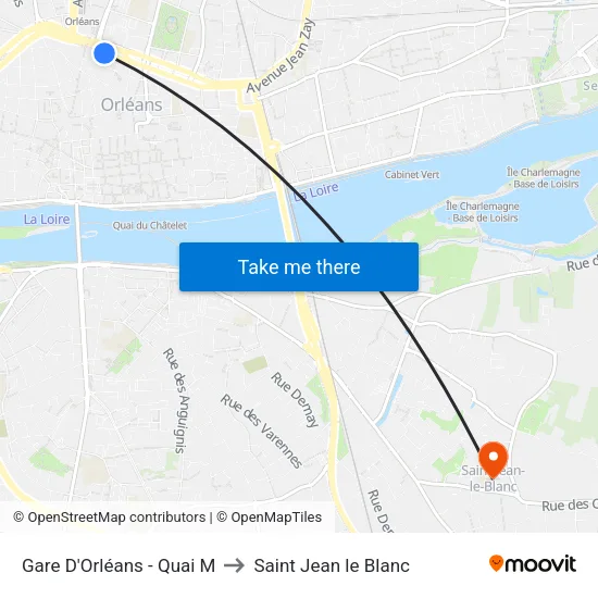Gare D'Orléans - Quai M to Saint Jean le Blanc map