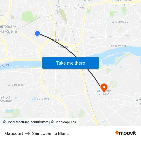 Gaucourt to Saint Jean le Blanc map