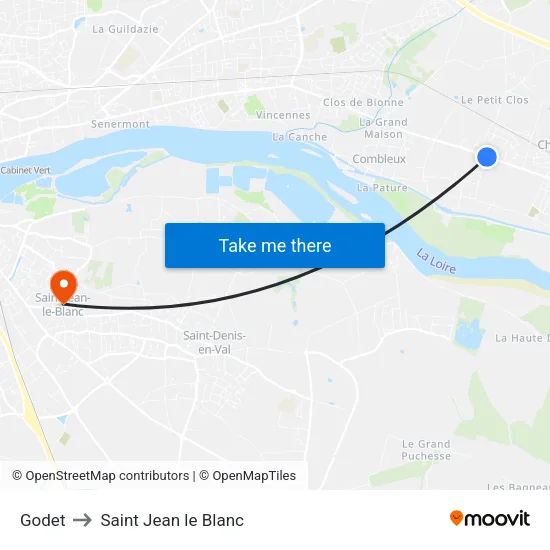 Godet to Saint Jean le Blanc map