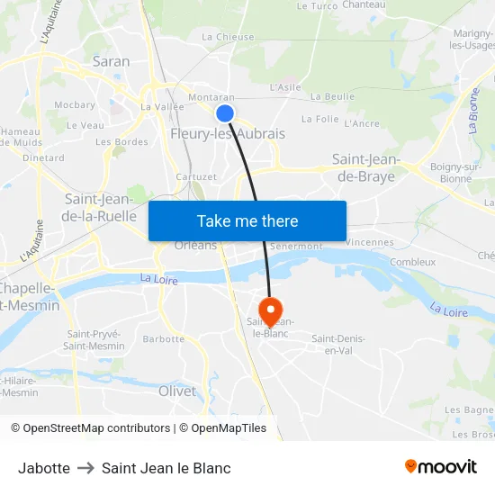 Jabotte to Saint Jean le Blanc map
