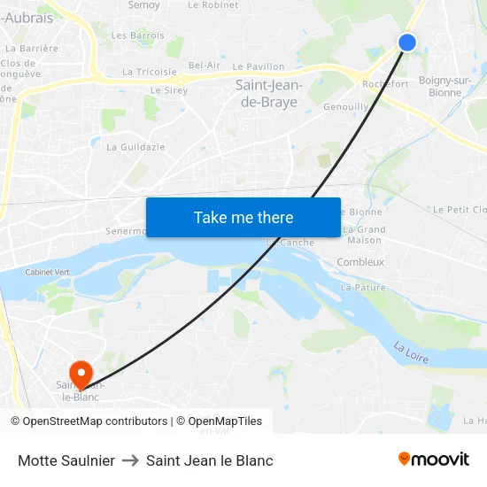 Motte Saulnier to Saint Jean le Blanc map