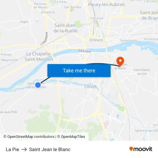 La Pie to Saint Jean le Blanc map