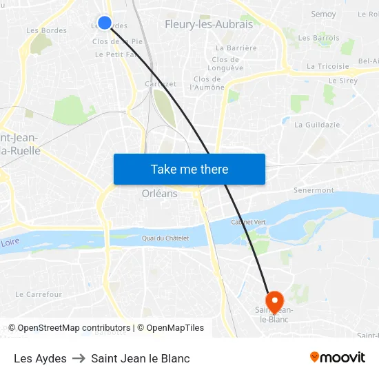 Les Aydes to Saint Jean le Blanc map