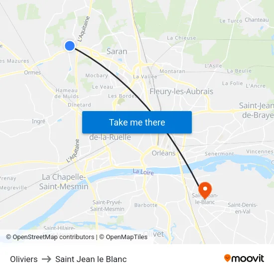 Oliviers to Saint Jean le Blanc map