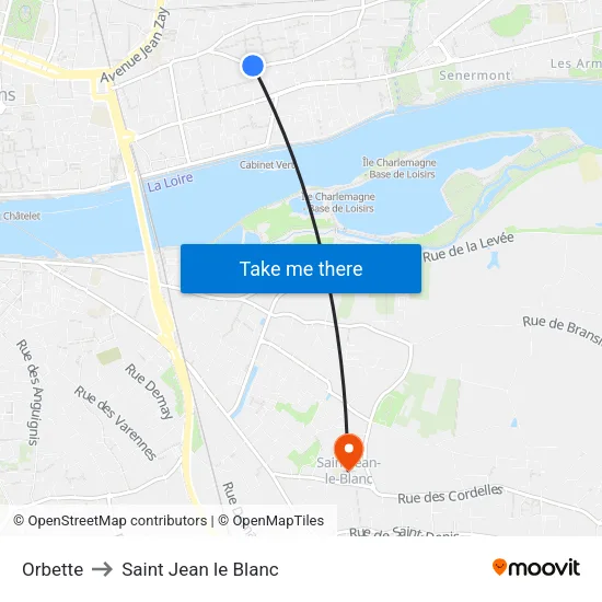 Orbette to Saint Jean le Blanc map