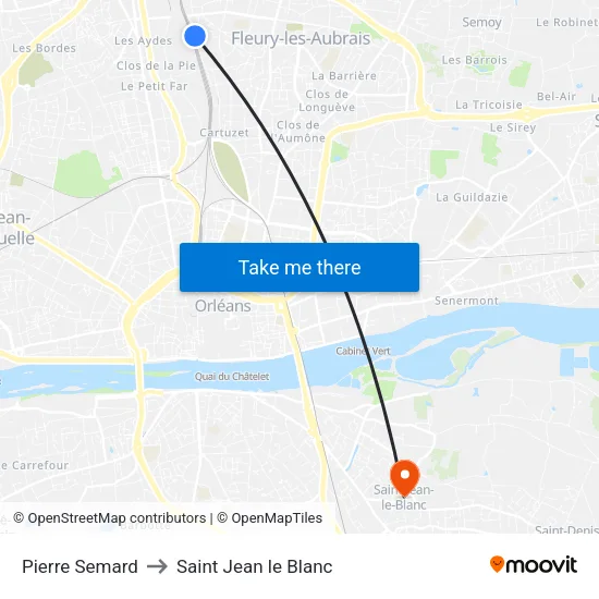 Pierre Semard to Saint Jean le Blanc map