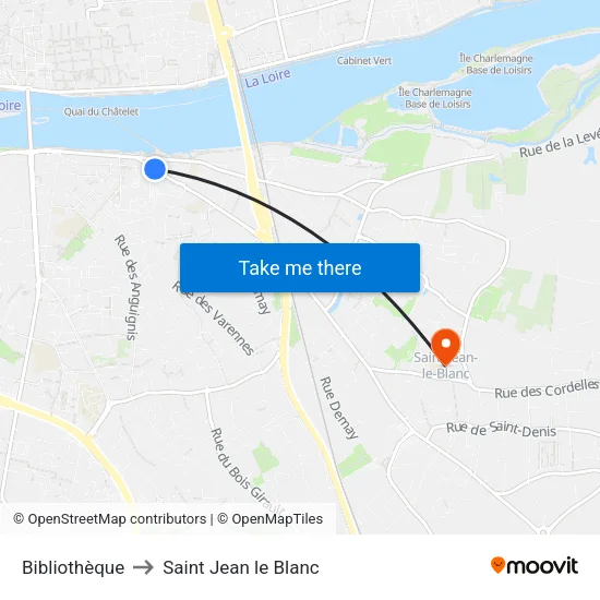Bibliothèque to Saint Jean le Blanc map