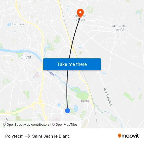 Polytech’ to Saint Jean le Blanc map