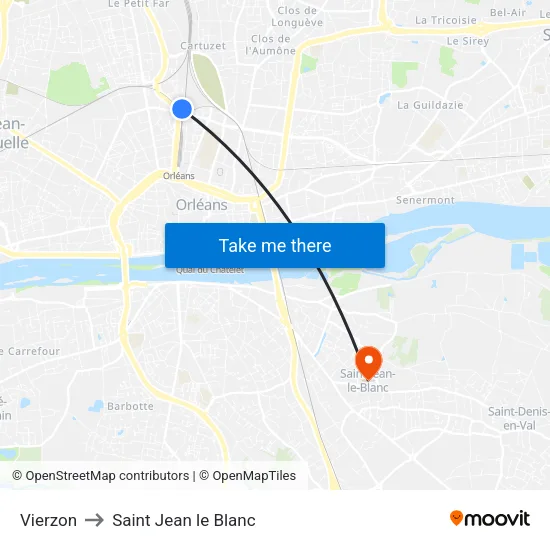 Vierzon to Saint Jean le Blanc map