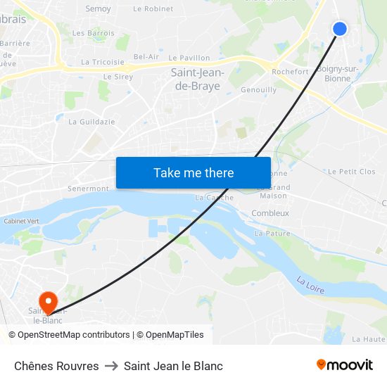 Chênes Rouvres to Saint Jean le Blanc map