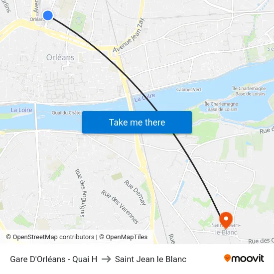 Gare D'Orléans - Quai H to Saint Jean le Blanc map