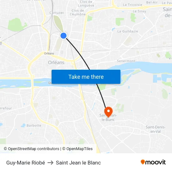 Guy-Marie Riobé to Saint Jean le Blanc map