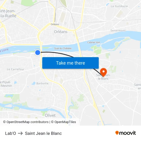 Lab'O to Saint Jean le Blanc map