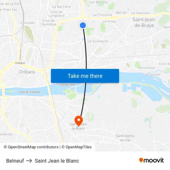 Belneuf to Saint Jean le Blanc map