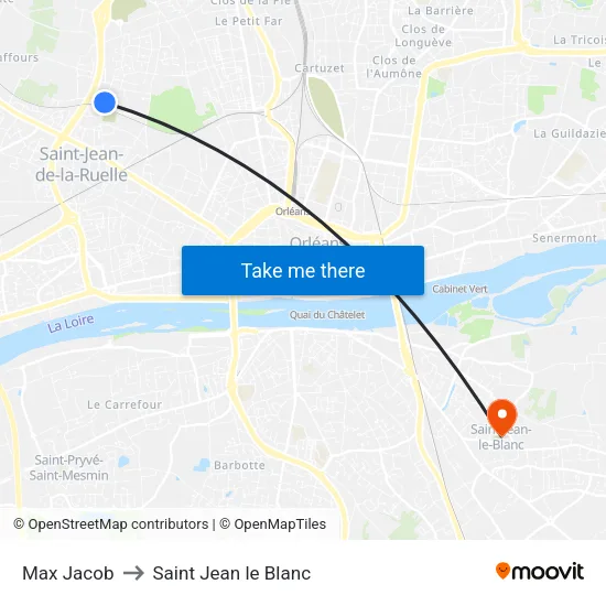 Max Jacob to Saint Jean le Blanc map