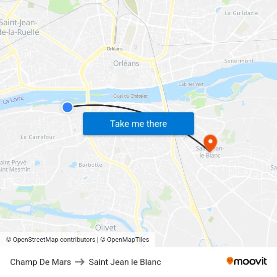 Champ De Mars to Saint Jean le Blanc map